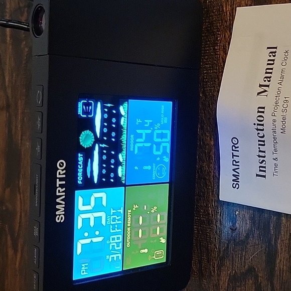 Black Weather Station Projection Clock NWOT - Picture 8 of 12